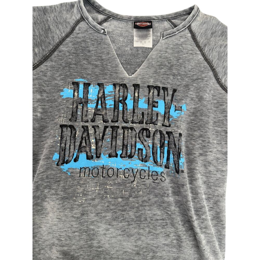 Harley-Davidson High Desert Boise Idaho Burnout Sweatshirt Raw Hem Gray Small